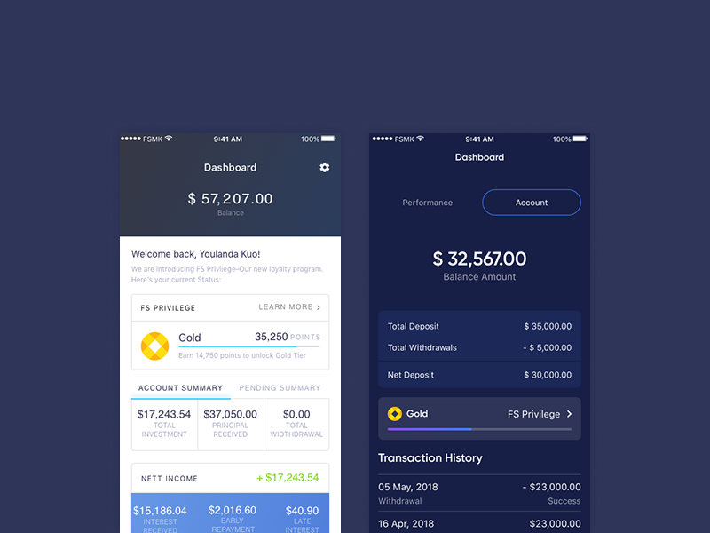 Old (left) vs New (right) dashboard page